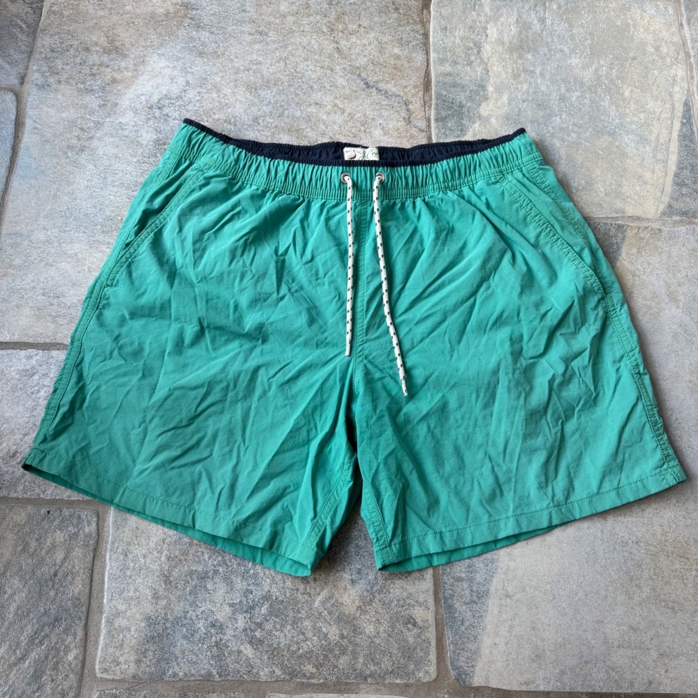 Y2K J.Crew Pelican Swim Trunks Men's M Green 3 Pocket Seaworn Vintage‎ Style